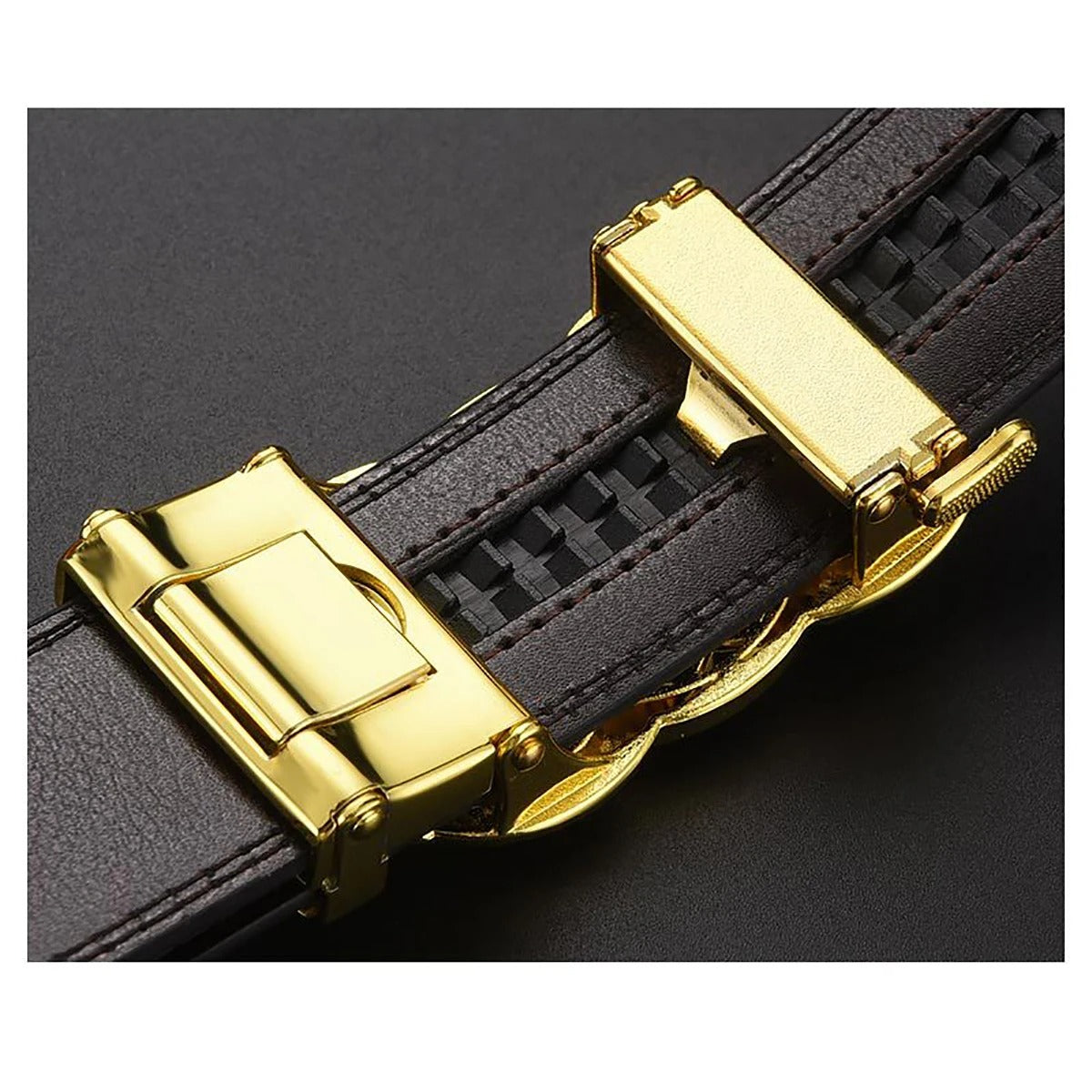 Head layer cowhide belt, men's automatic buckle belt,
