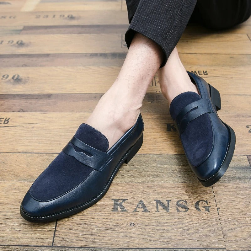 Leather casual shoes Men's slip-on pointed loafers