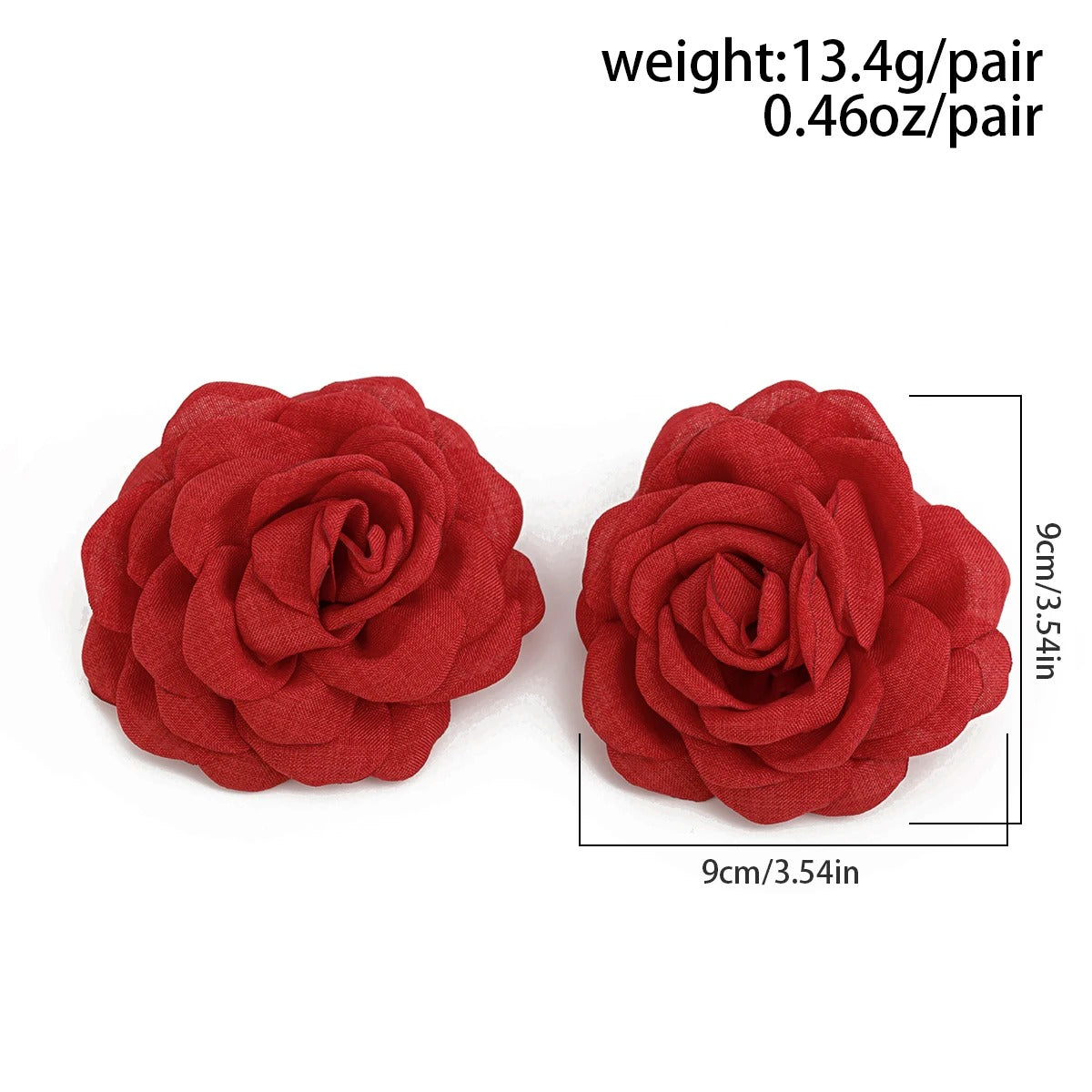 Big Fabric Rose Flower Earrings