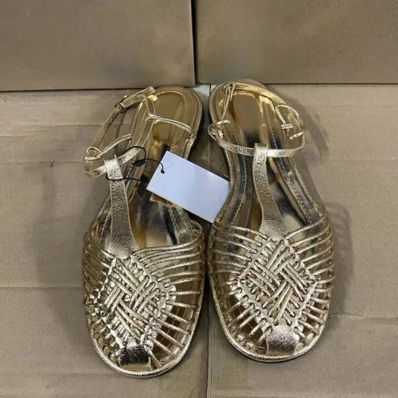 Soft Leather Round Toe Ankle Buckle Strap Casual Brand Summer Lady Beach Shoes