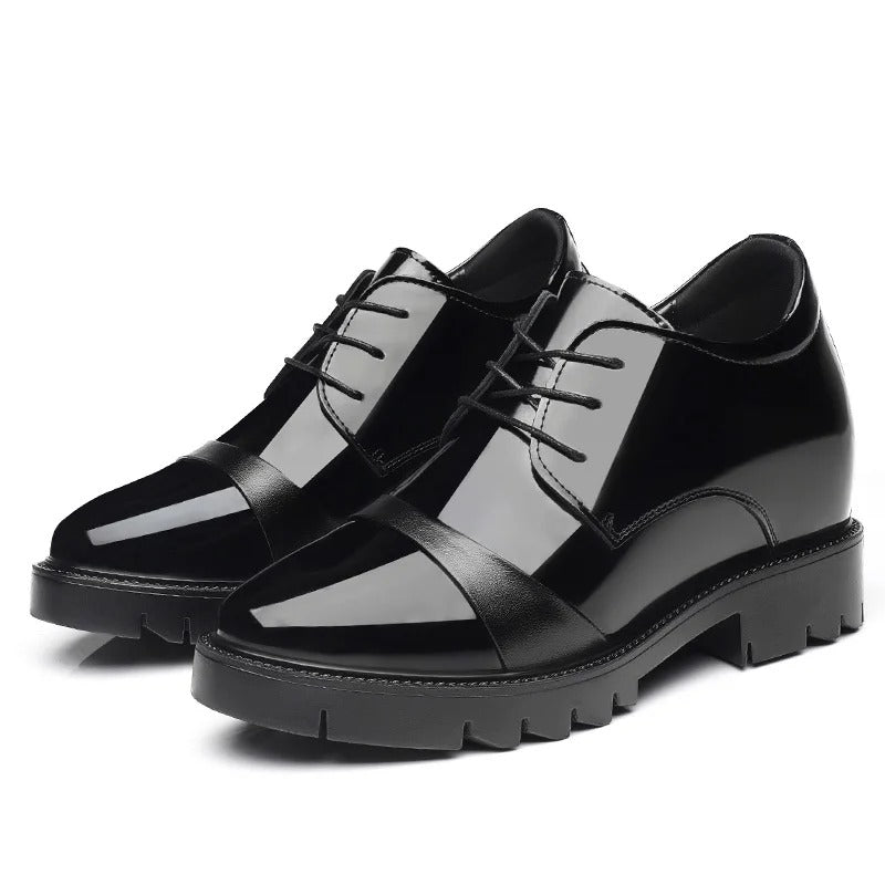 10cm height increasing cowhide men's shoes, fashionable, casual, business office thick soled men's formal shoes