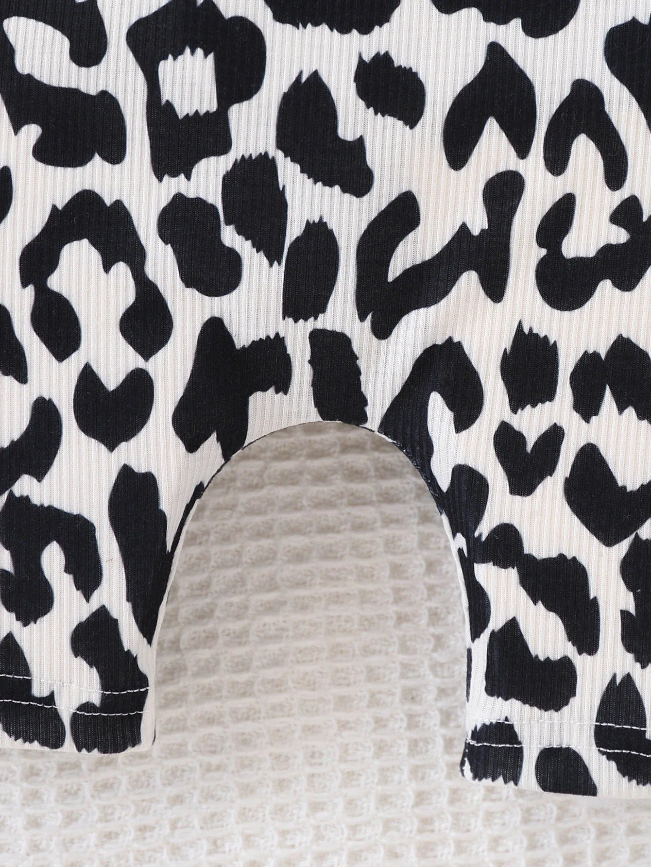 Stretchy Ribbed Leopard Print Jumpsuit Shorts, Stylish Two-Piece Set