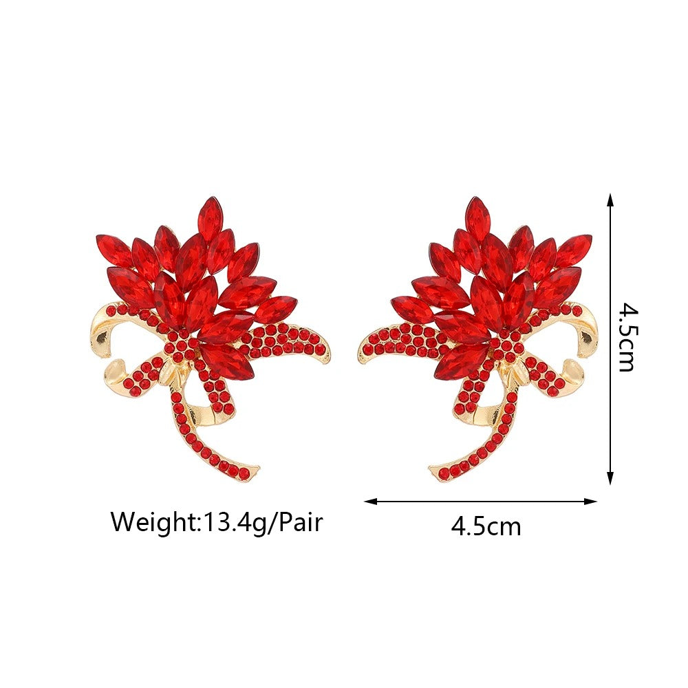 Elegant Faux Gemstone Flower Bouquet Stud Earrings