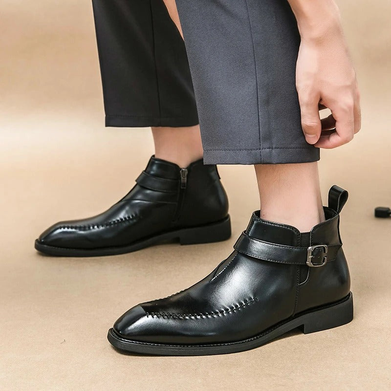 Luxury Man Leather Pointed Business Chelsea Boots Outdoor Leisure Walking Shoes