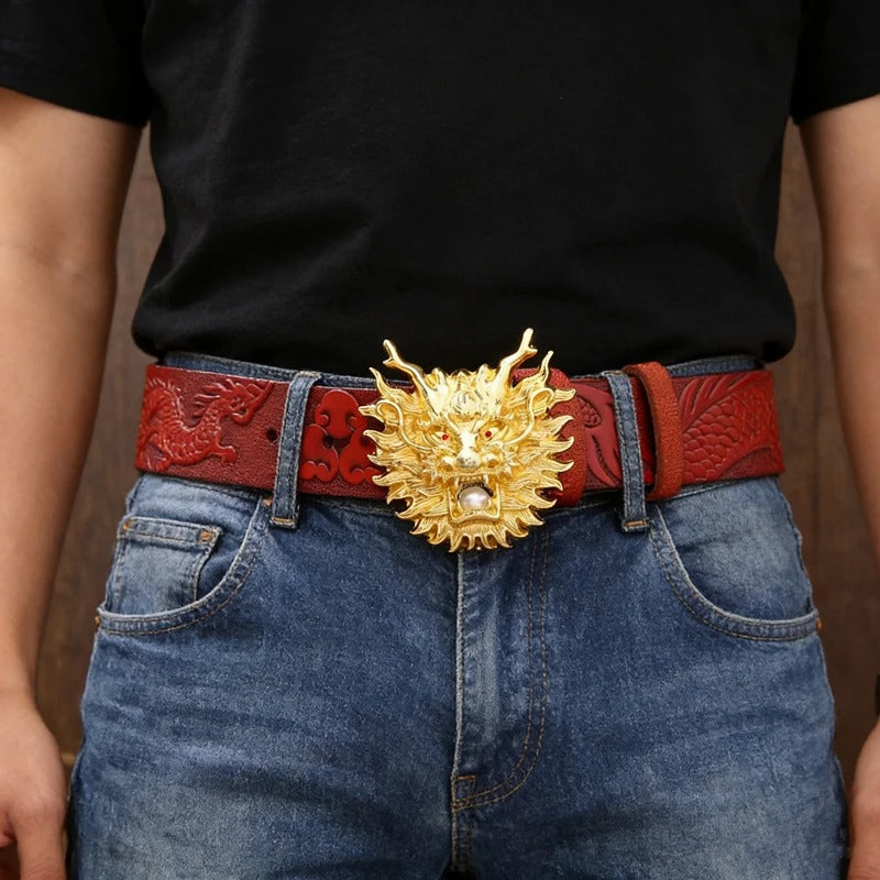 Men Chinese vintage Leather Belt