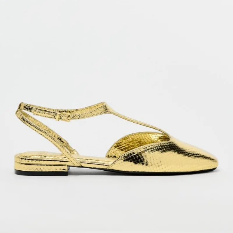 Strap Fashion Gold Black Large Size Comfortable Ladies Mary Jane Shoes