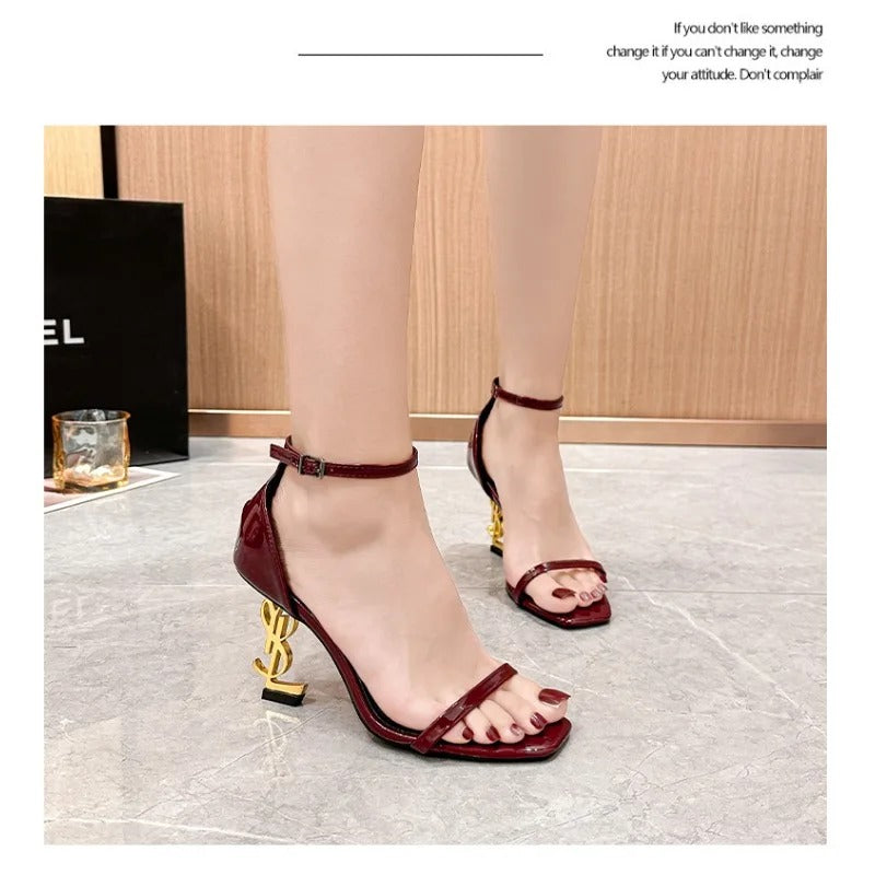 High Heel Open End Sandals, Sexy, with Unique Strap