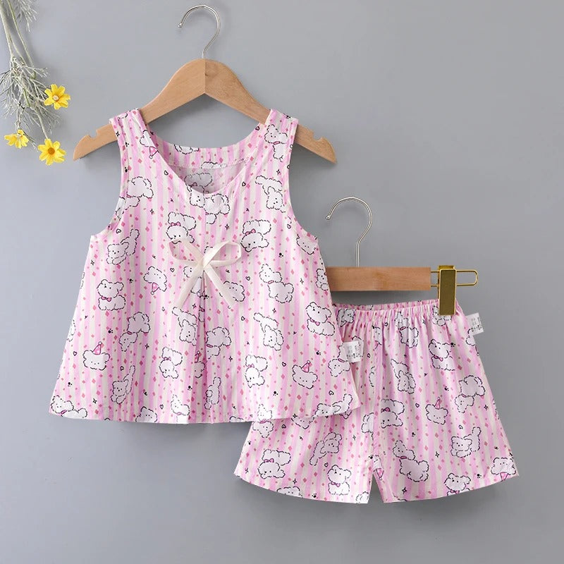 Baby Sleeveless Shorts Vest Cotton Silk Casual Home wear.