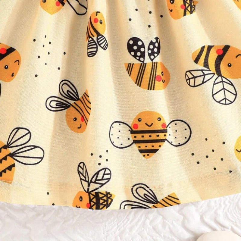 Fly Sleeves Cute Bee Children'S Sleeveless Clothes+Bow Headband