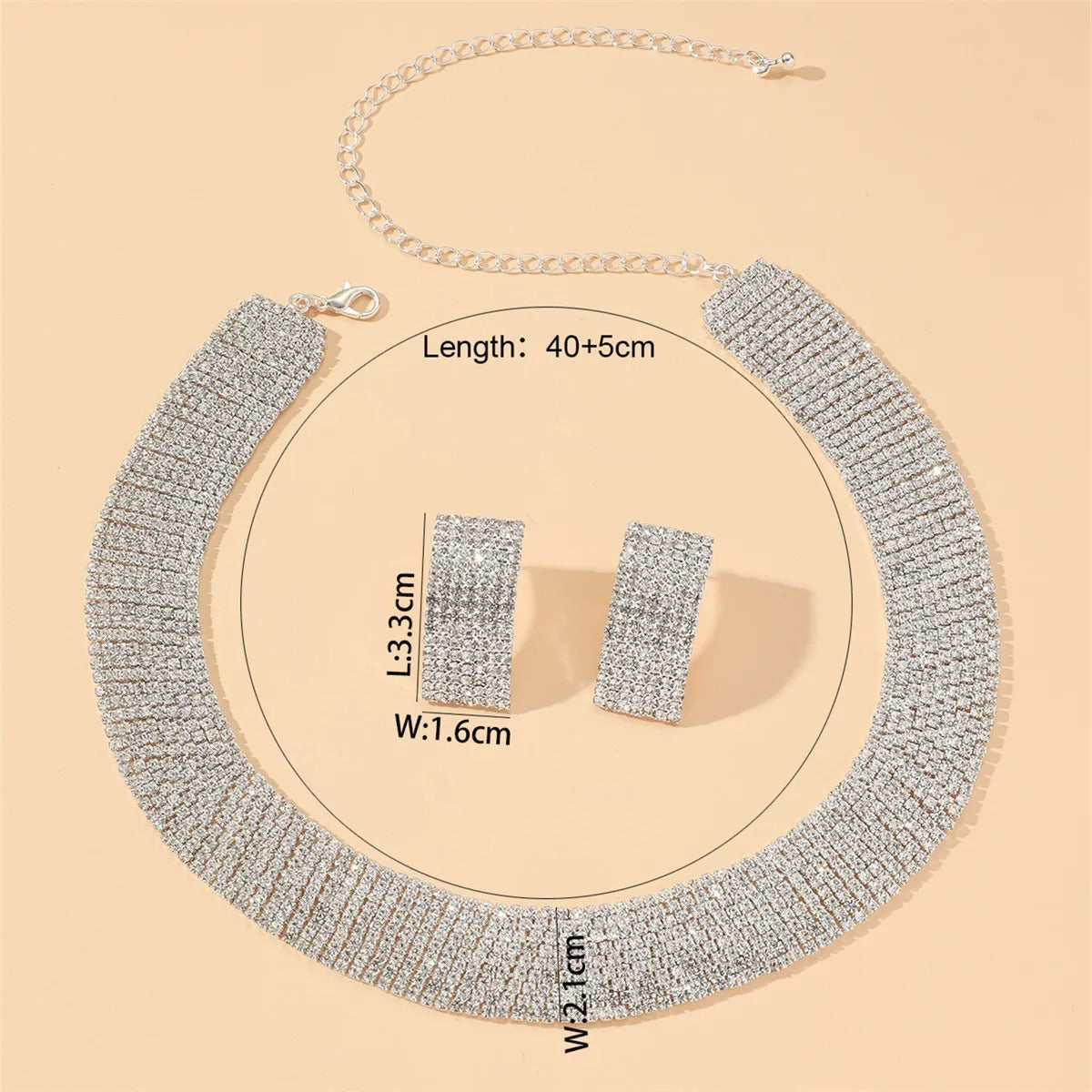 Women's Jewelry Set Rhinestone Earrings Necklace
