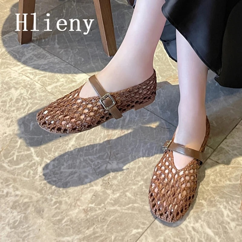 Round Toe Buckle Strap Loafers