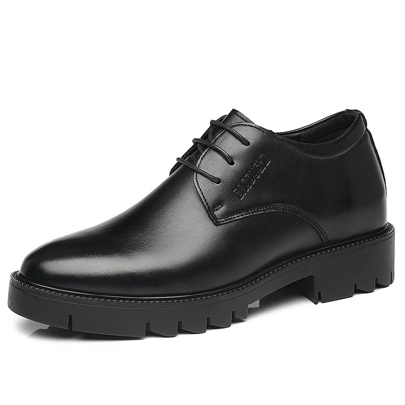 7cm height increasing cowhide men's shoes, fashionable, casual, business office thick soled men's formal shoes