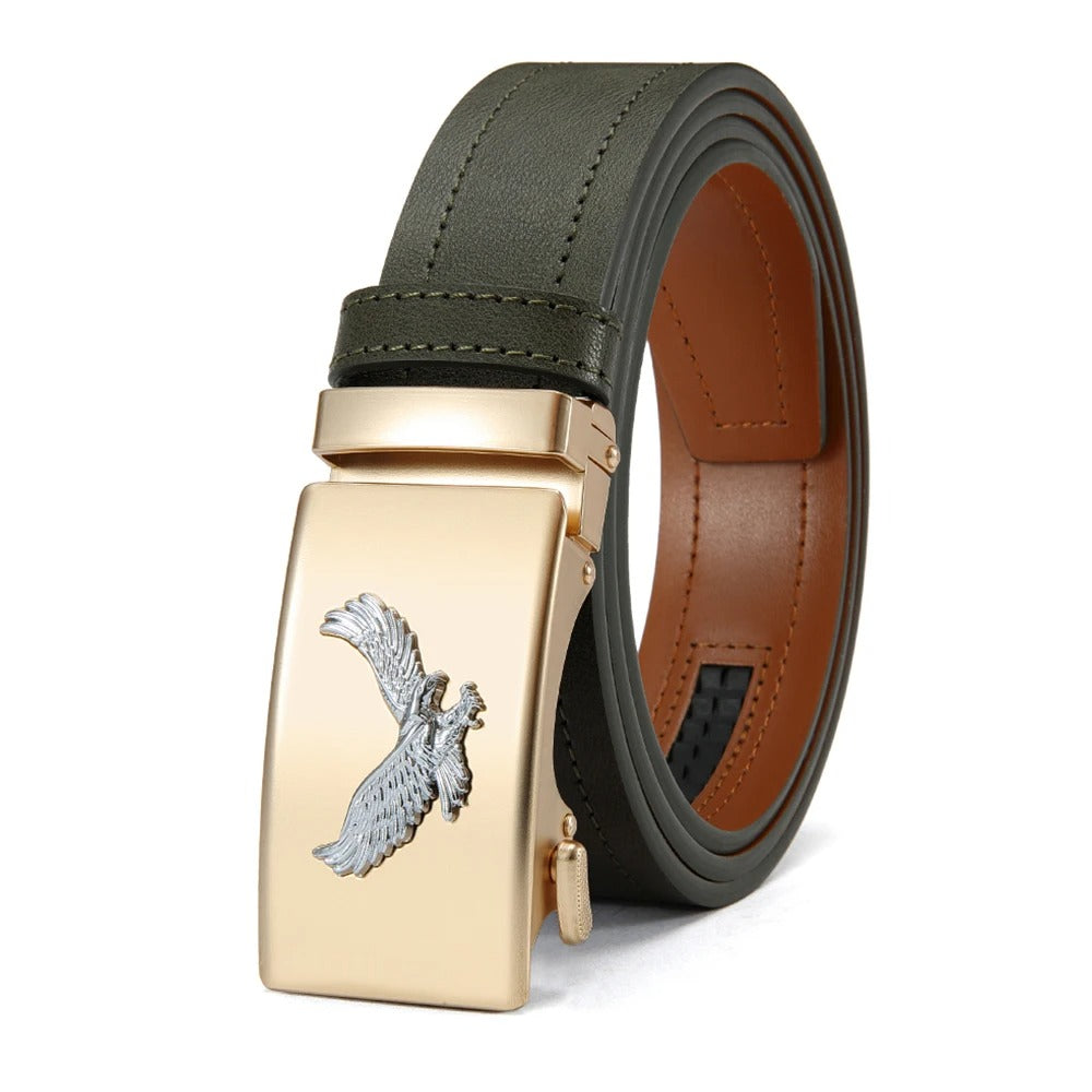 Men Leather Belt Automatic Buckle Belt