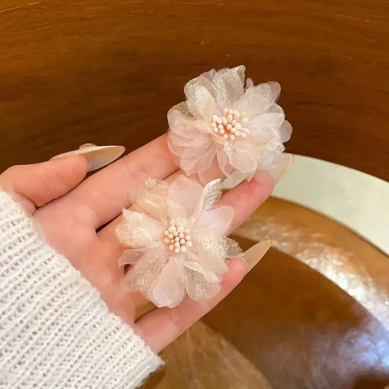 fairy flower earrings with mesh