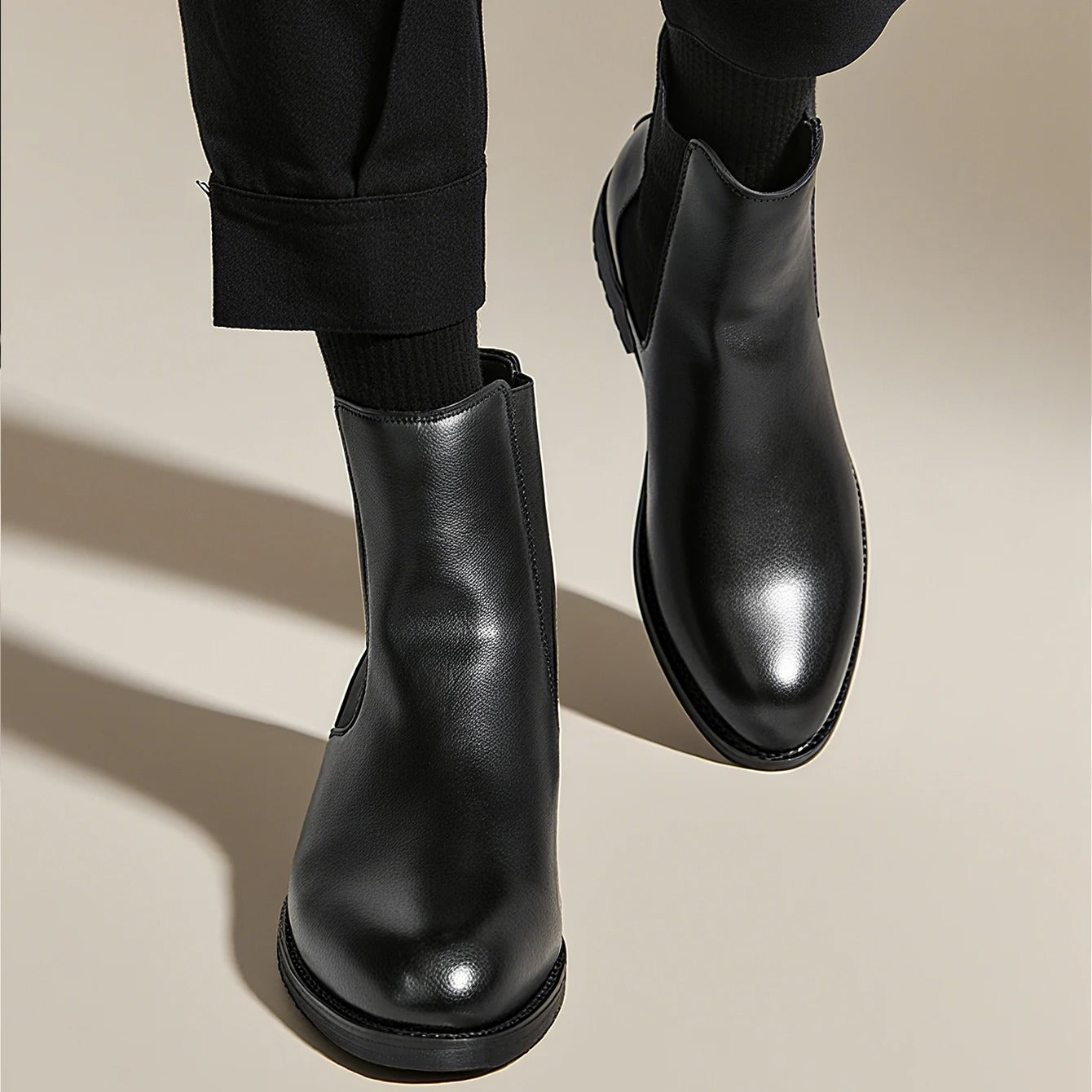 Men's Leather Formal ShClassic Designer Men Chelsea Boots Slip On Pointed Toe Luxury Middle Ankle Short Leather Boots oes Classic Office Social Shoes