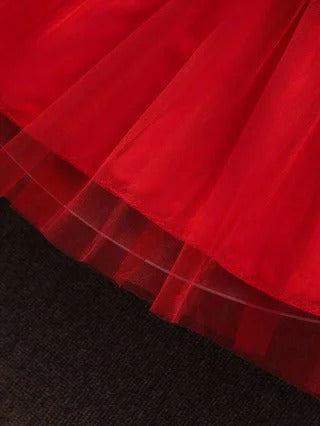 Dress with 3D Floral Embellishments, Tulle Skirt and Bow Accents.