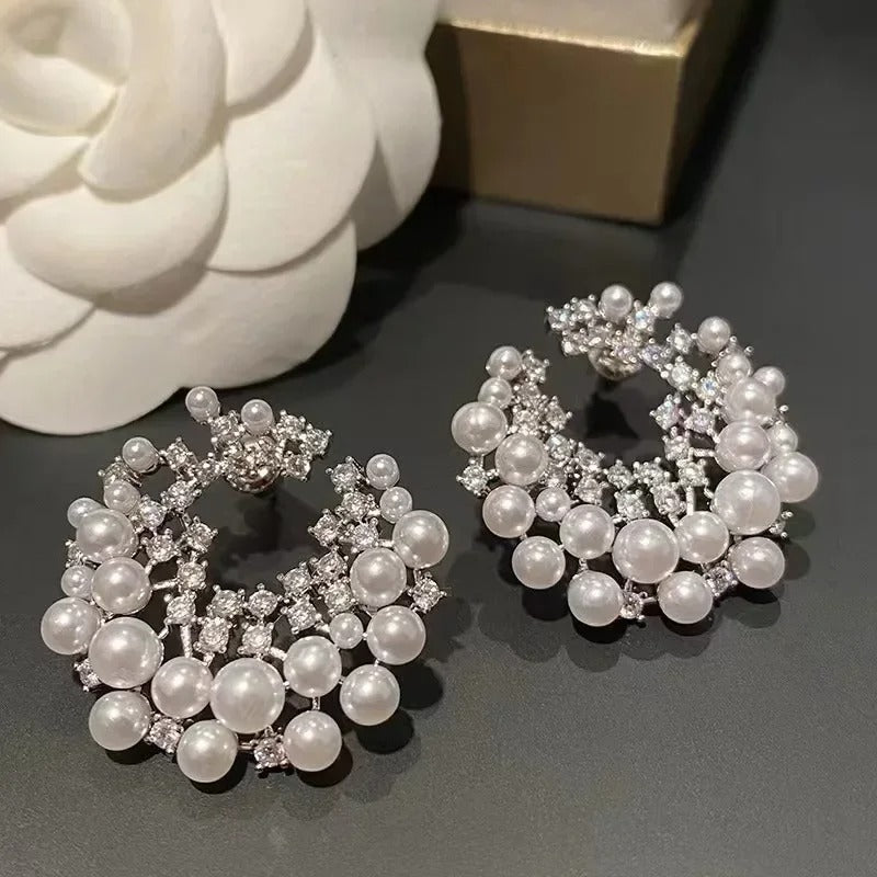 Big Pearl Hoop Earrings for Women Exquisite