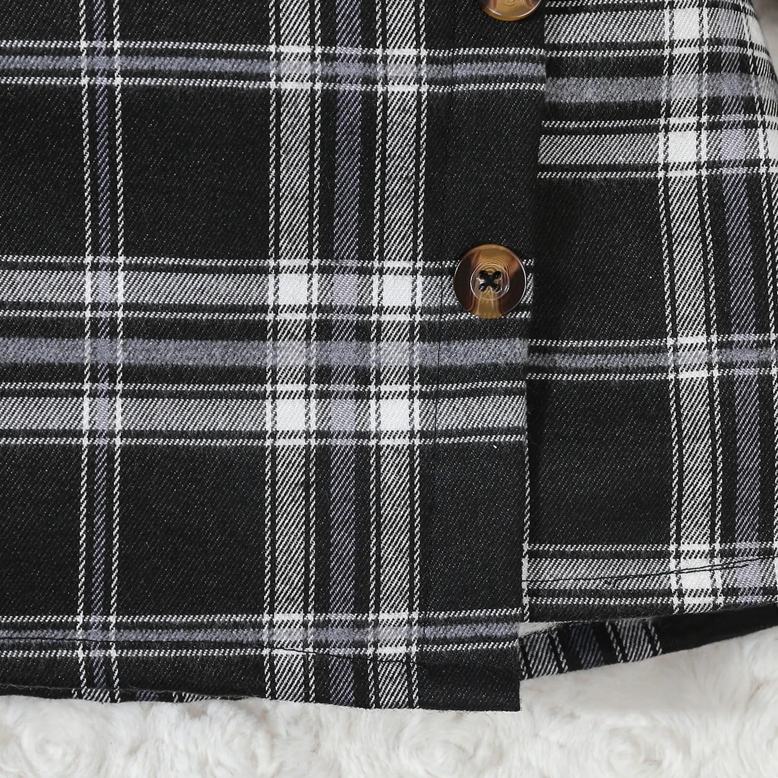 Girls Casual Black Top And Plaid Skirt Two-Piece Set Children's Clothing Outfit for Girls