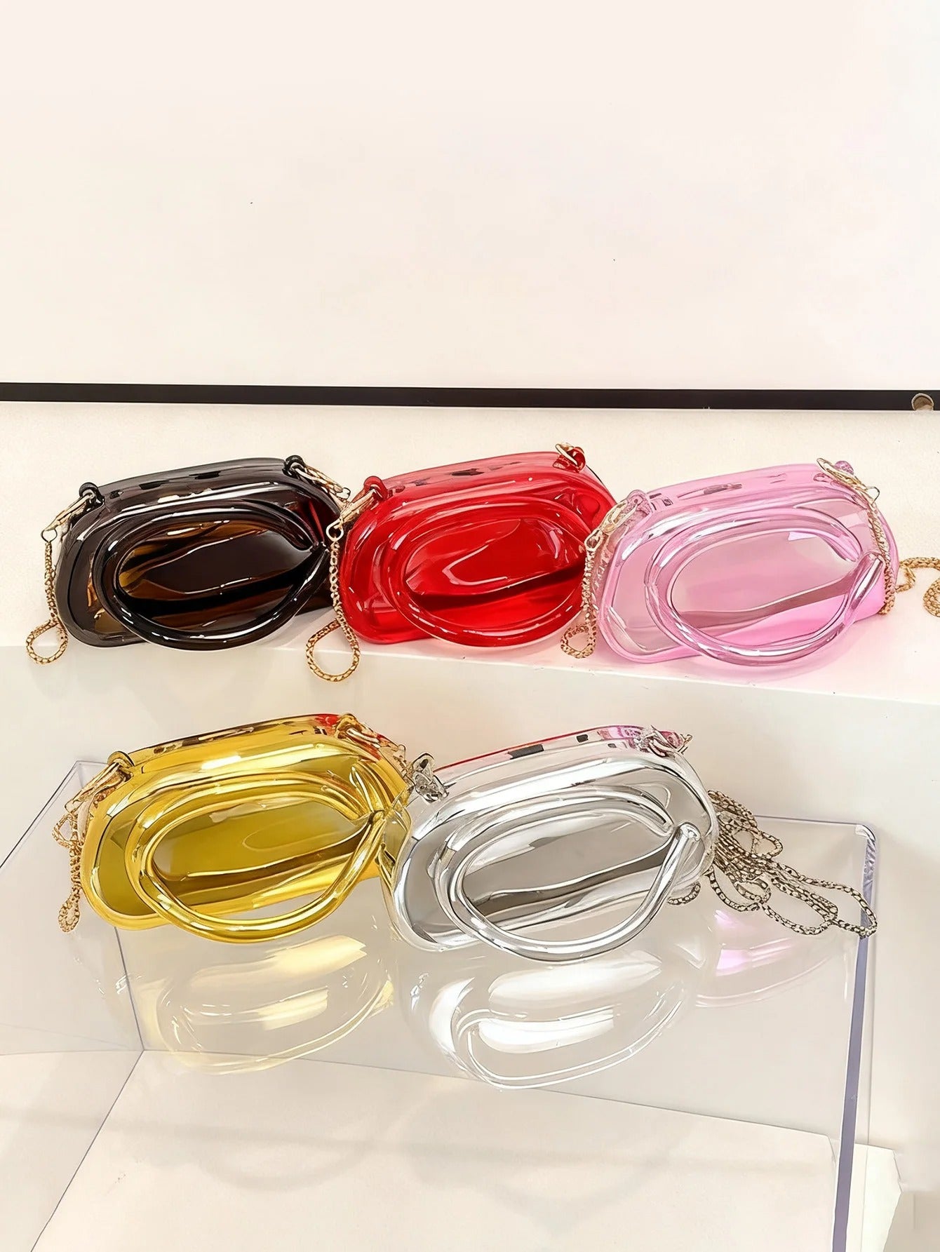 Mini version fashion gold metal closure box-shaped clutch bag
