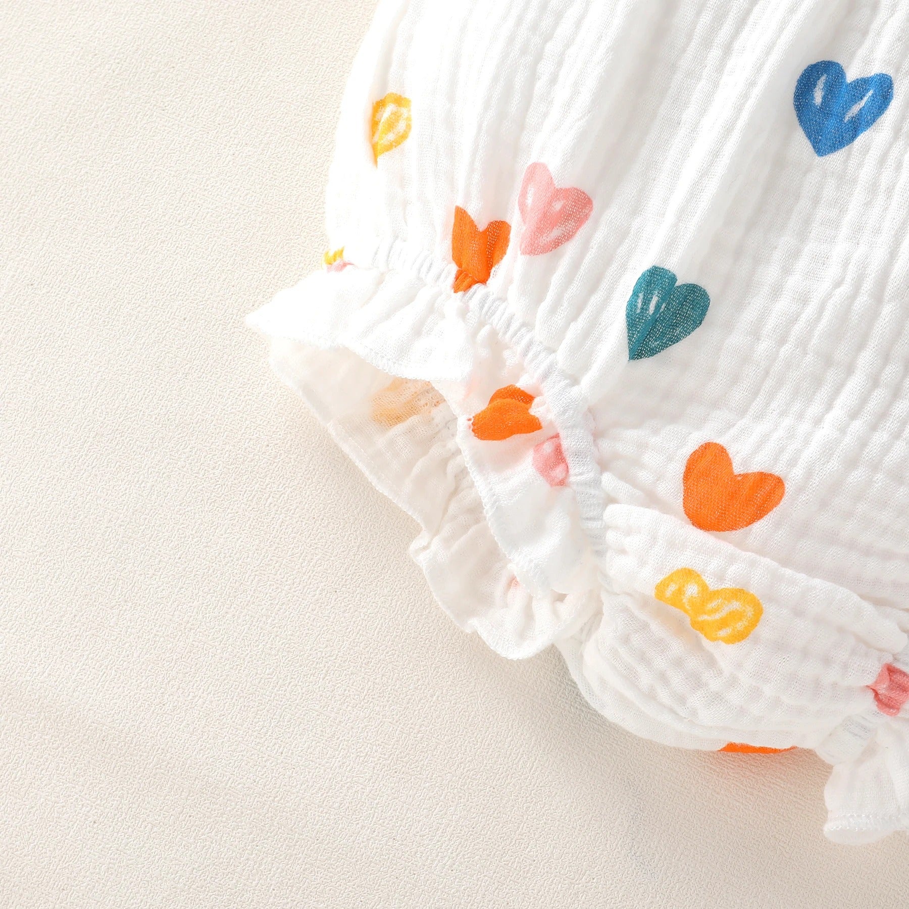 Baby Girls Casual Cotton Allover Print Bow Camisole Top with Elastic Waist Diaper Shorts 2PCS