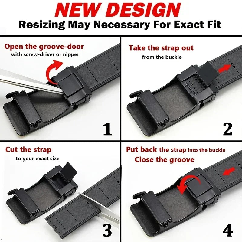Belt With Alloy Automatic Buckle