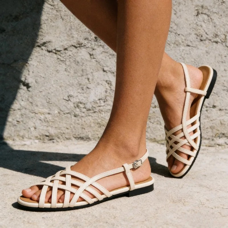 Peep Toe Low Heels Women Roman Sandals Soft Sole Hollow Out Woven