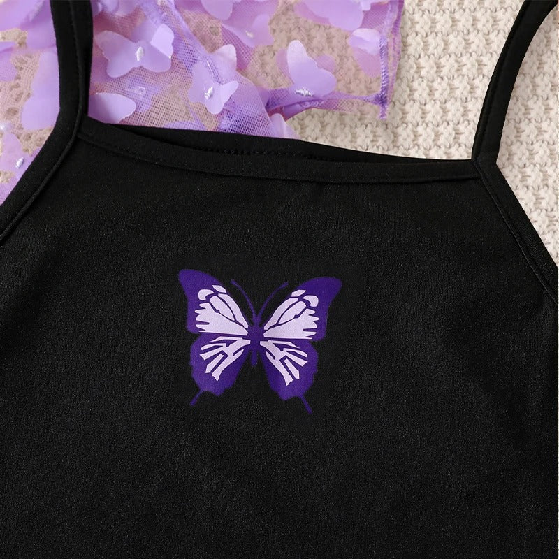 Butterfly 2-Piece Dress &amp; Tee Set - Stretchy, Comfortable &amp; Easy-Care Kids wear