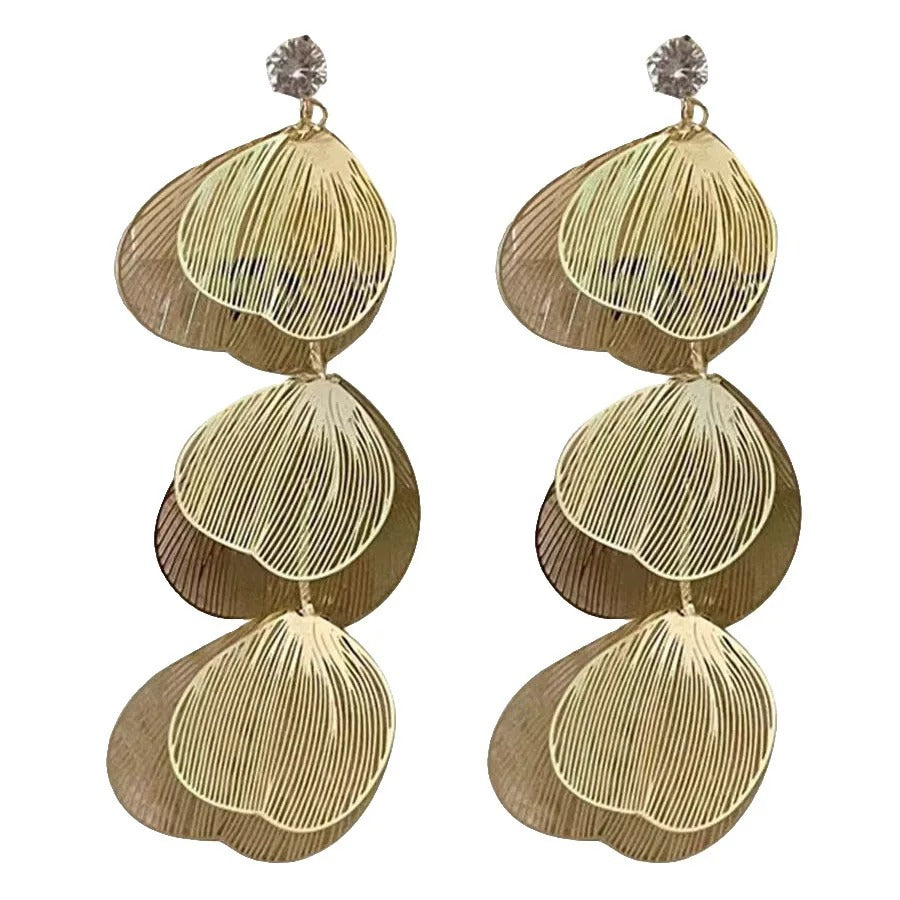 Long Exaggerated Petal Metal Earrings