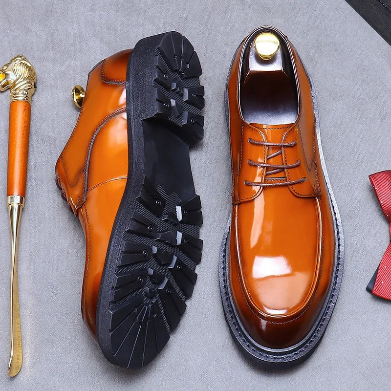 Thick-Soled Increased Cowhide Business Casual Shoes Men's