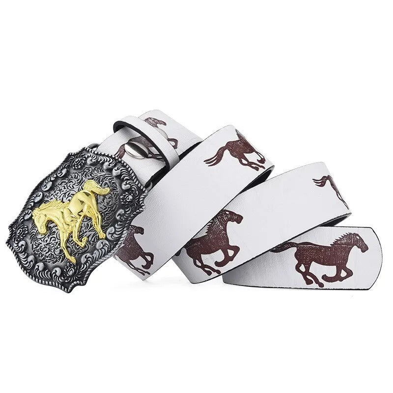 Galloping Horse Buck Head Belt