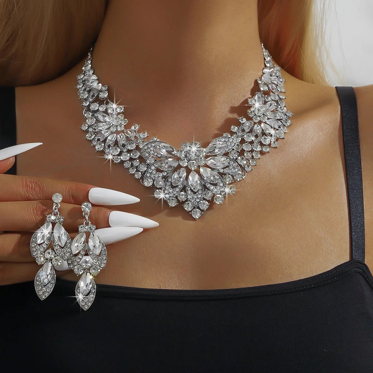 Flower Necklace Earrings