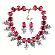 Geometric Rhinestones Necklace earring set