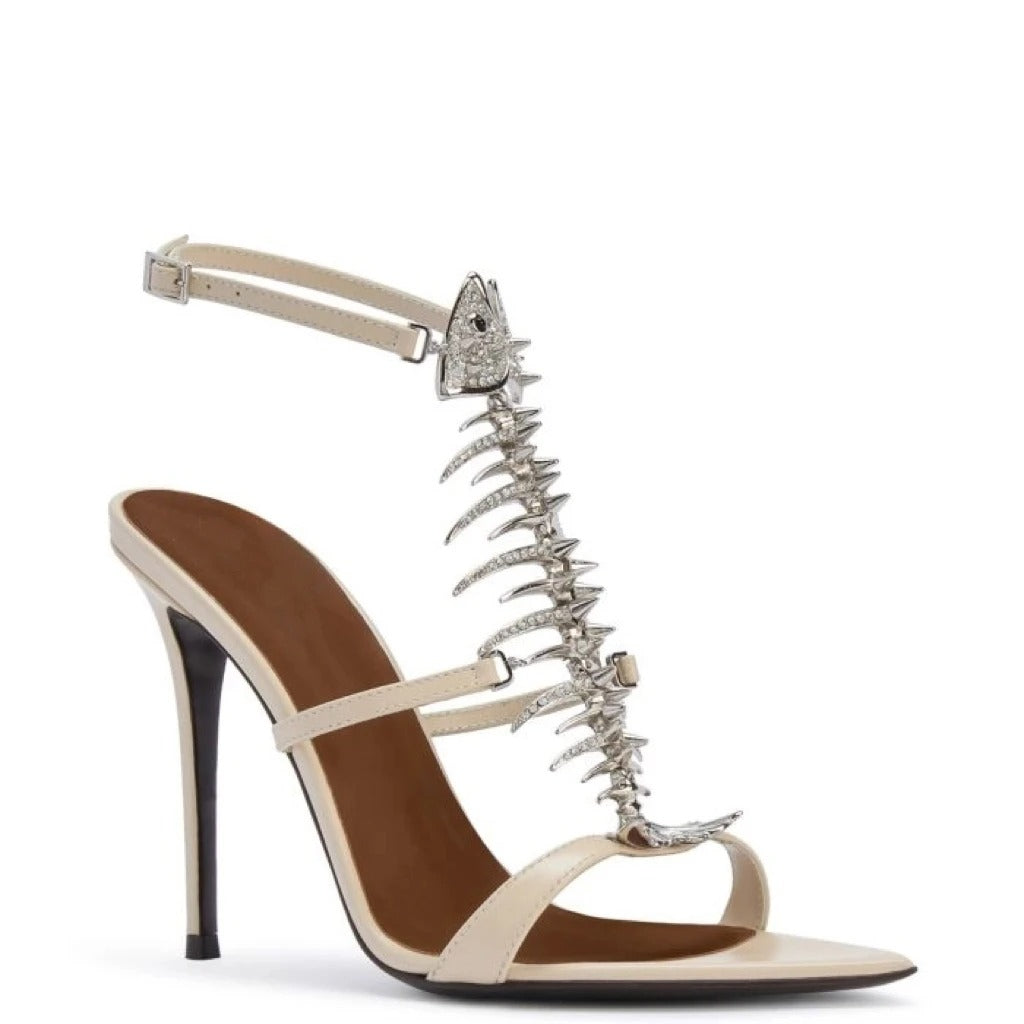 Spring/Summer New Women's Fishbone Rhinestone Embellished Sandals