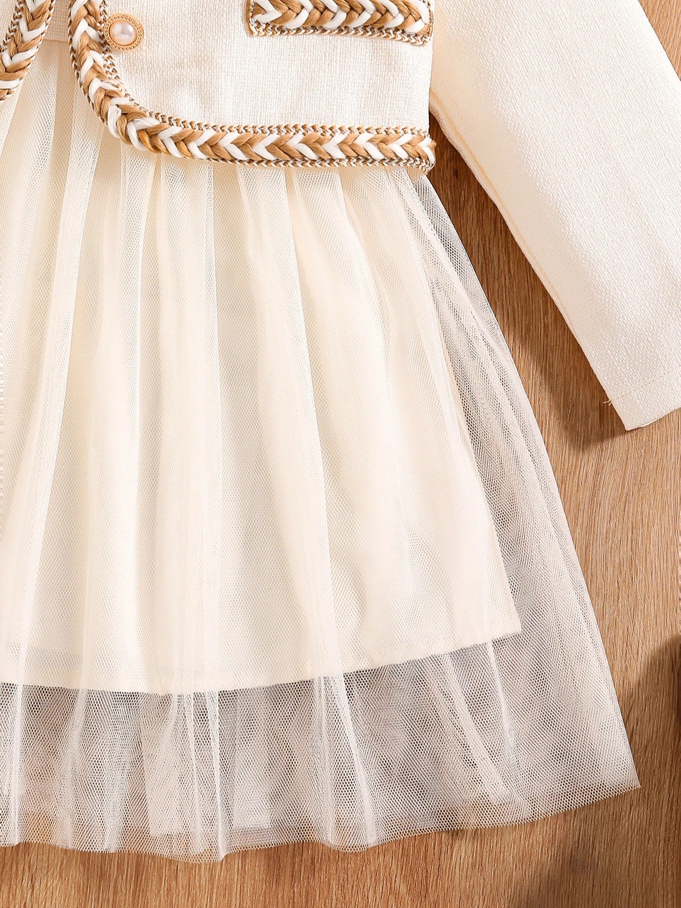 Girls' autumn fashion cute new dress, fluffy princess dress - whit