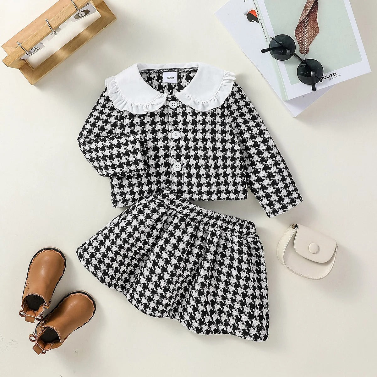 Jacket and Skirt Fashion Korean Suit Kids Outfits Two Piece Skirt Set 6M-3Y.
