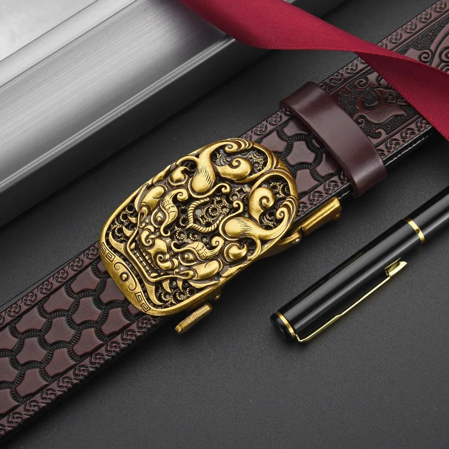 Genuine leather retro men's belt