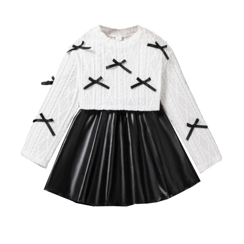 Neck Long Sleeve Top &amp; Black Skirt For Girls 8-12 Years Kids Fashion Outfit