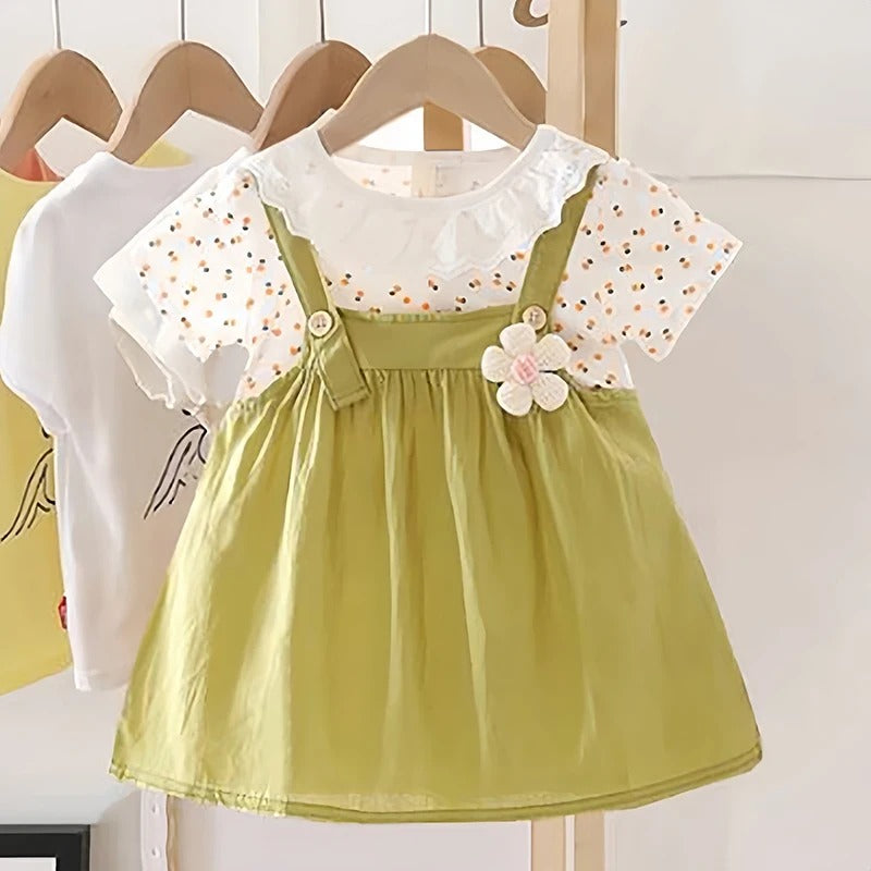 0-4Y Elegant Baby Girl Dress Lace Doll Coller Lovely Party