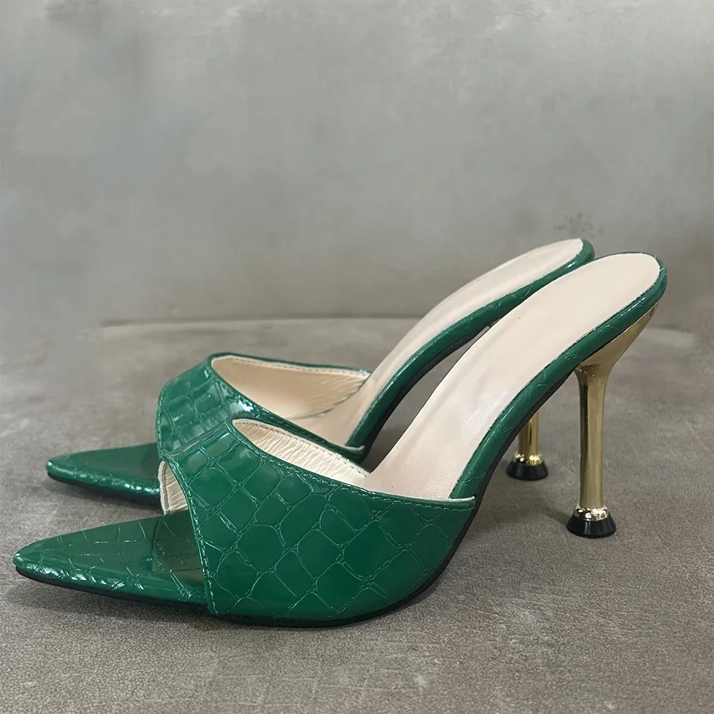 Glamorous Crocodile Texture High Heel Sandals