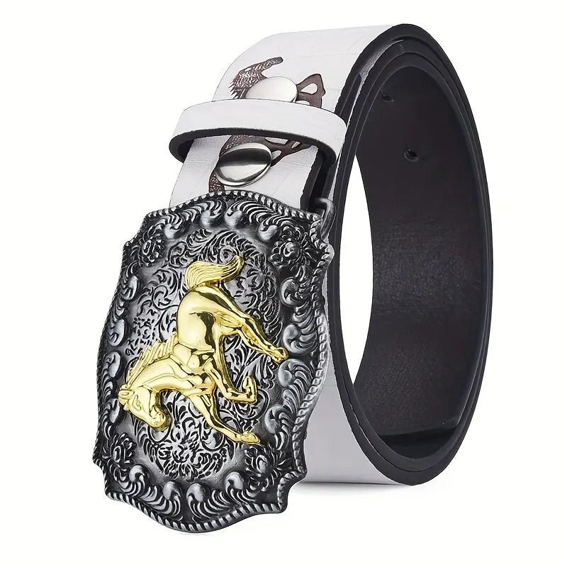Galloping Horse Buck Head Belt