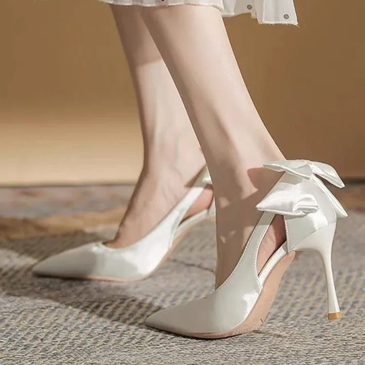 Pearls High Heels Ladies Sexy Elegant Pointed Toe White Black Pumps