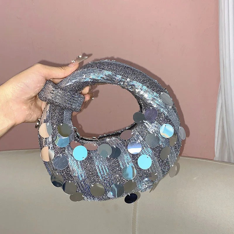 Mini Exquisite Clouds Shiny Luxury Sequins Moon Dumpling Bag
