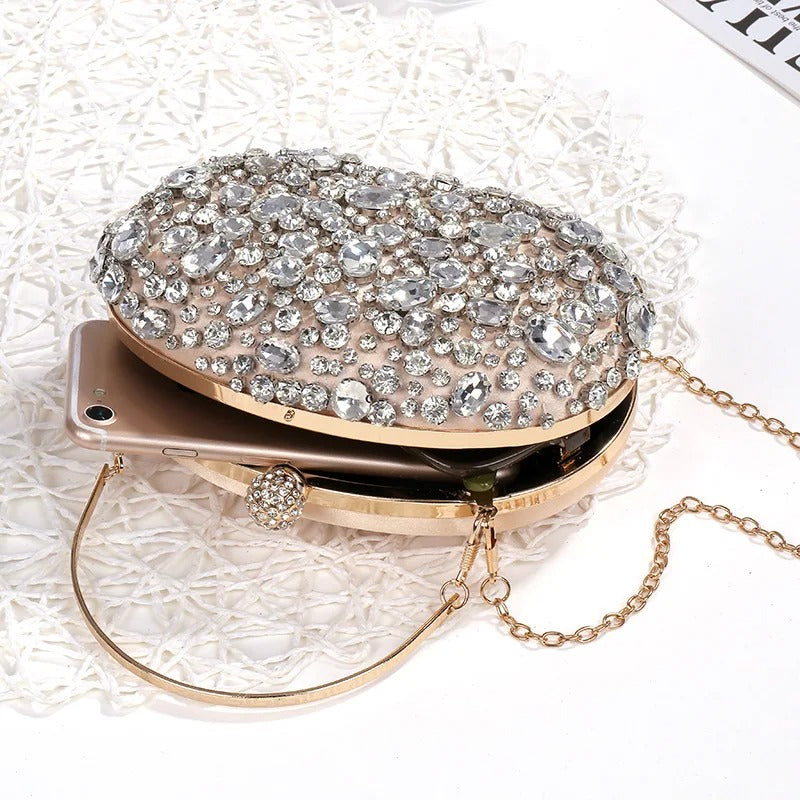 Luxury Crystal Silver Diamond Boutique Clutch Bags.