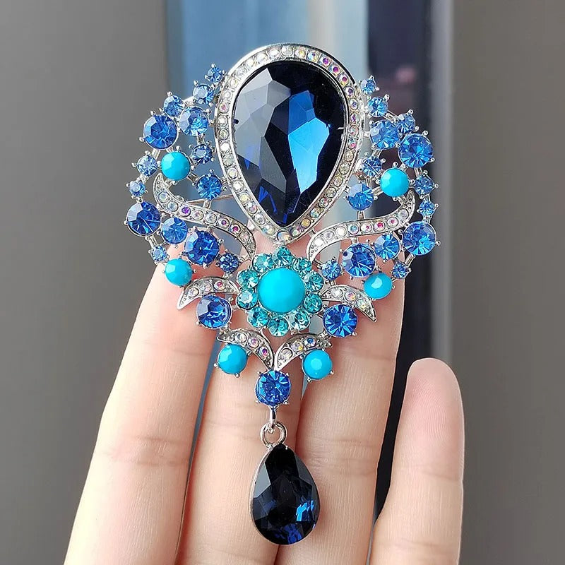 Diamond Crystal Drop Brooch