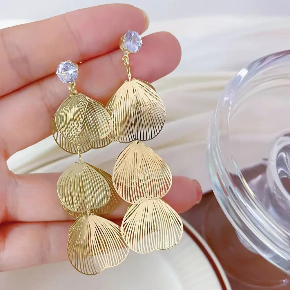 Long Exaggerated Petal Metal Earrings