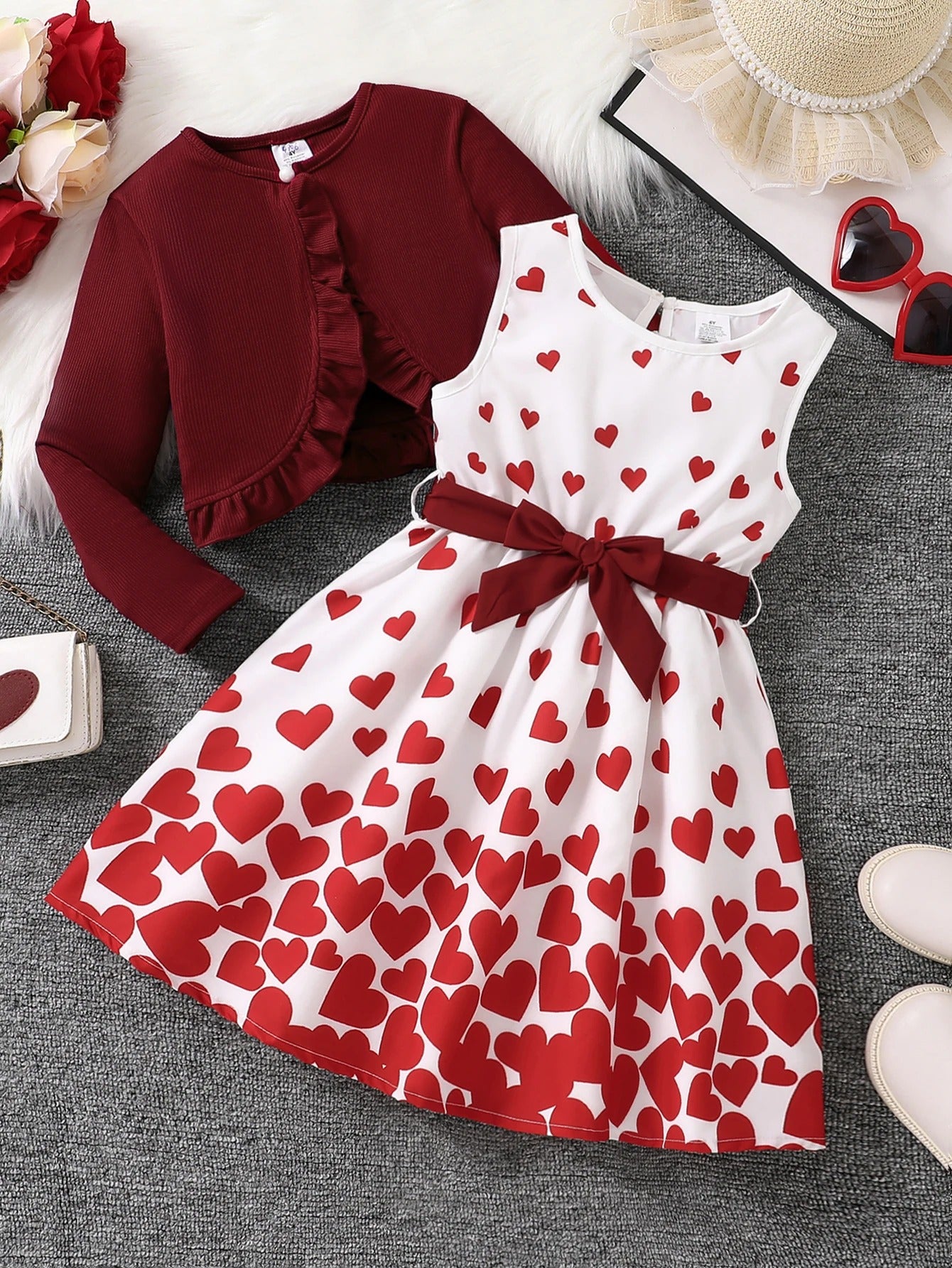 Heart-Shaped Floral Skirt Fashion Outfit for Girls.