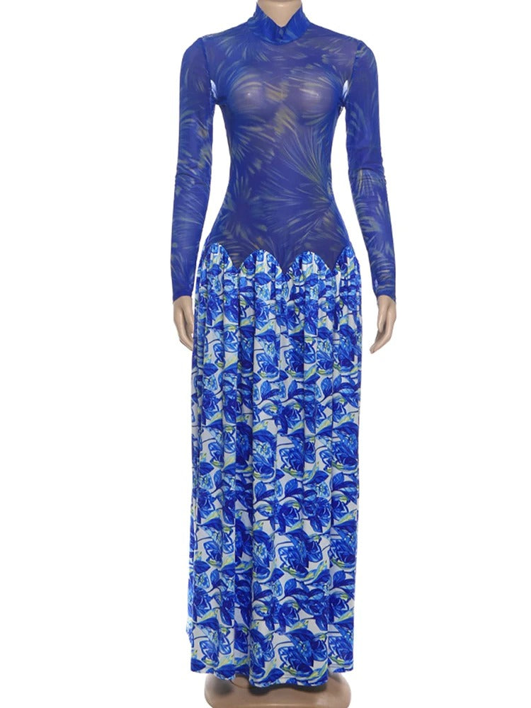 Colorful Sexy Mesh Patchwork Dress