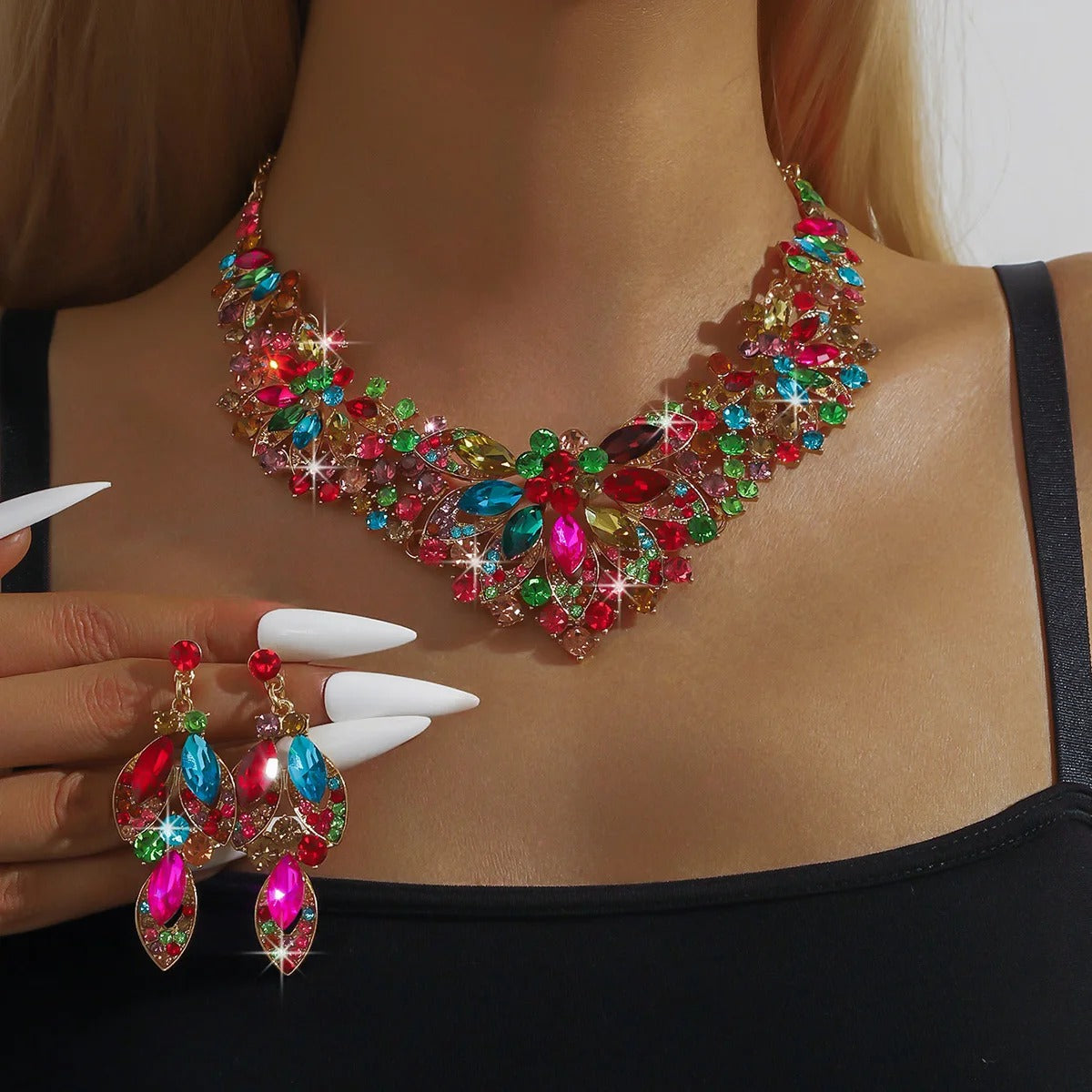 Flower Necklace Earrings