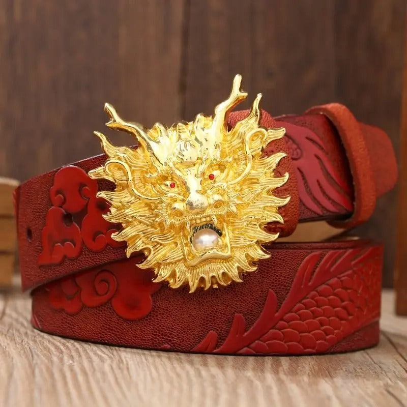 Men Chinese vintage Leather Belt
