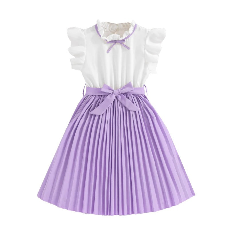 Skirt &amp;Bow tie Preppy Style Elegant Birthday Party Clothes For 8-12 Years